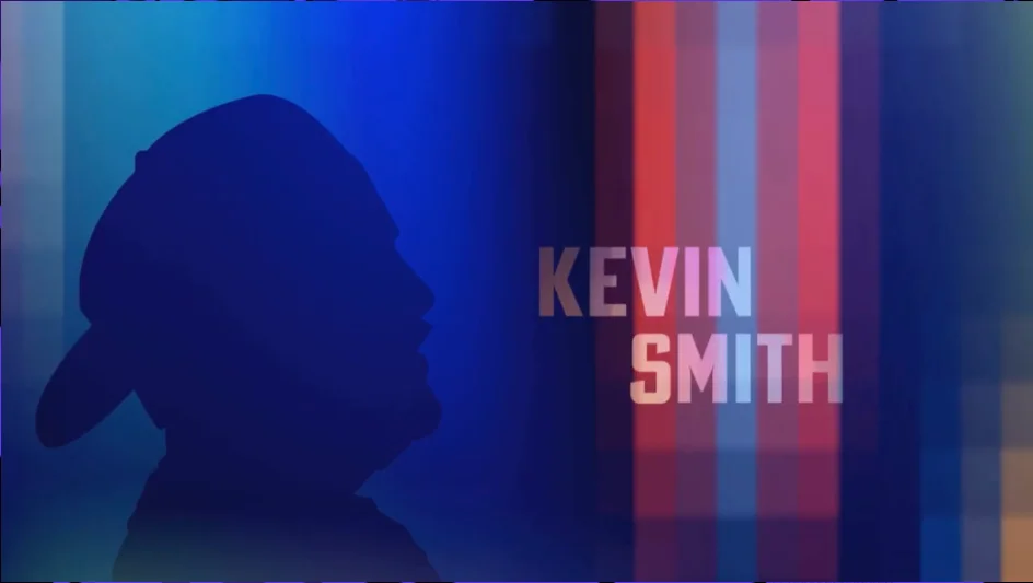 Kevin Smith host name card from the Geeking Out title sequence